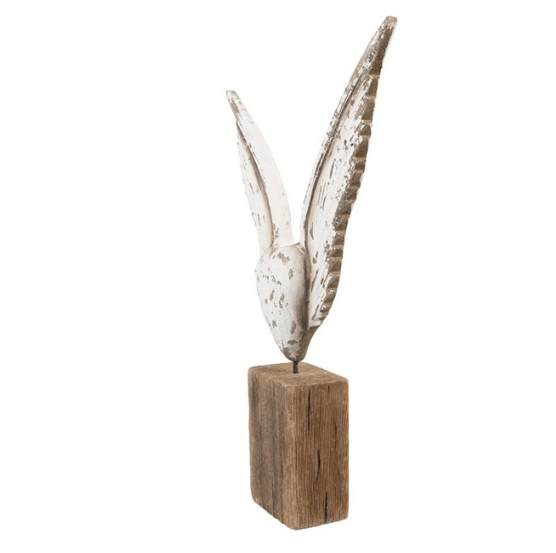Dekorasjon figur med vinger 26x5x33 cm Hvit Brun Tre