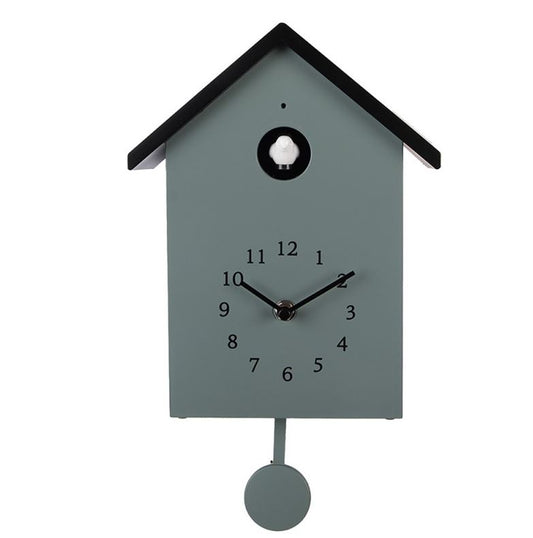 Veggklokke Gjøkur 20x10x26 cm Grønngrå