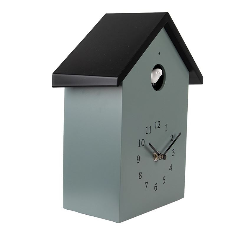 Veggklokke Gjøkur 20x10x26 cm Grønngrå