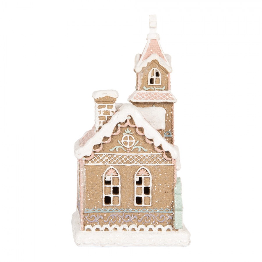Belysning Jul Pepperkakekirke med LED 14x12x23 cm Pastell