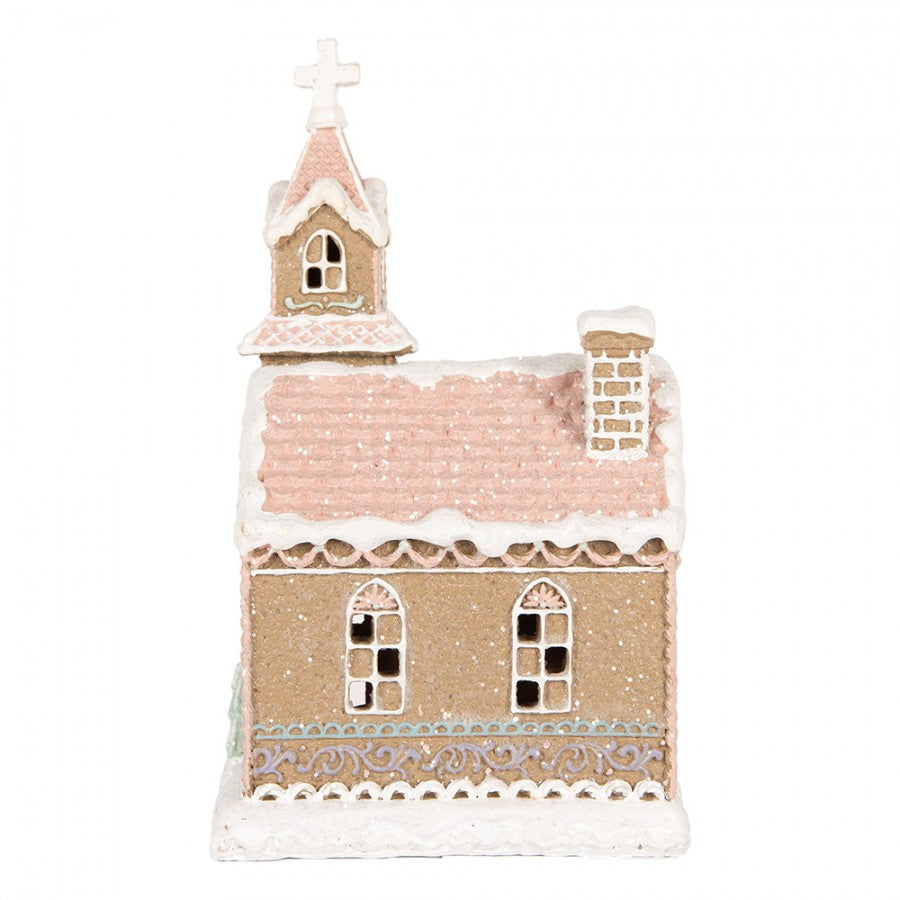 Belysning Jul Pepperkakekirke med LED 14x12x23 cm Pastell