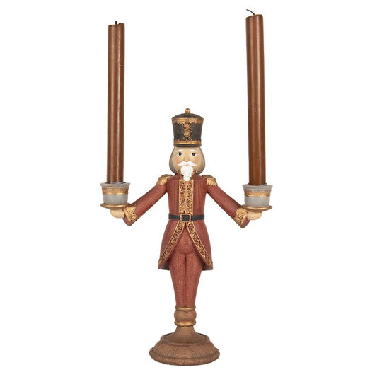 Juledekorasjon Nøtteknekker lysestake 21x9x30 cm Rød