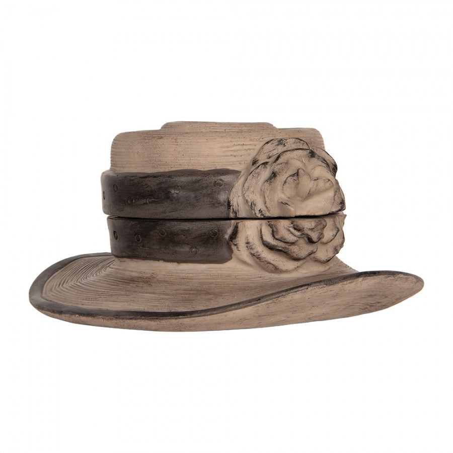Dekorasjon Smykkeske Hatt Ø 22x11 cm Brun