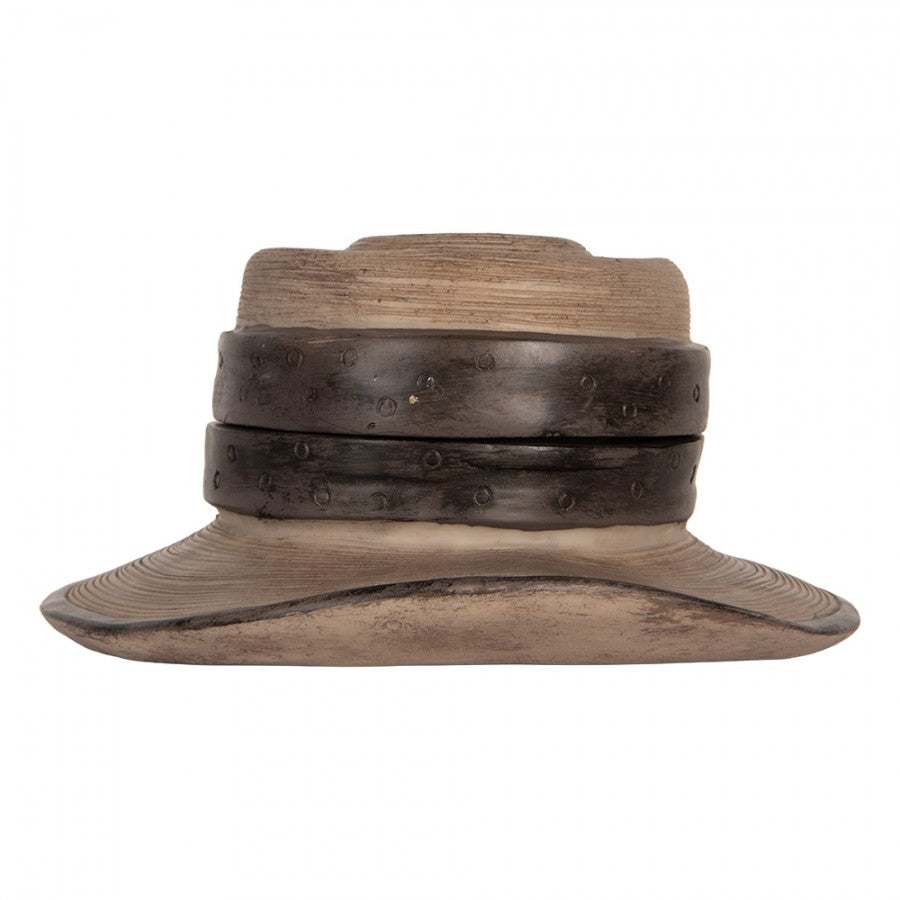 Dekorasjon Smykkeske Hatt Ø 22x11 cm Brun