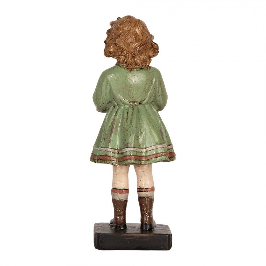 Dekorasjon Jente med skål 21 cm Grønn