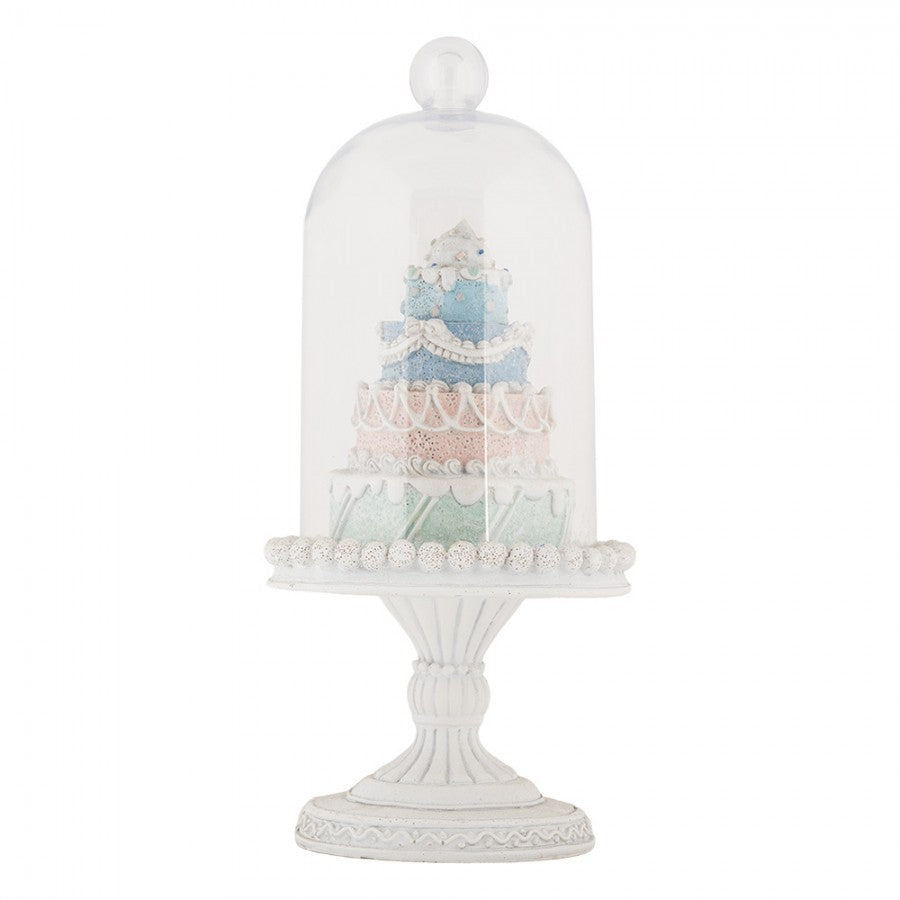 Dekorasjon Kake med glasskuppel 27 cm