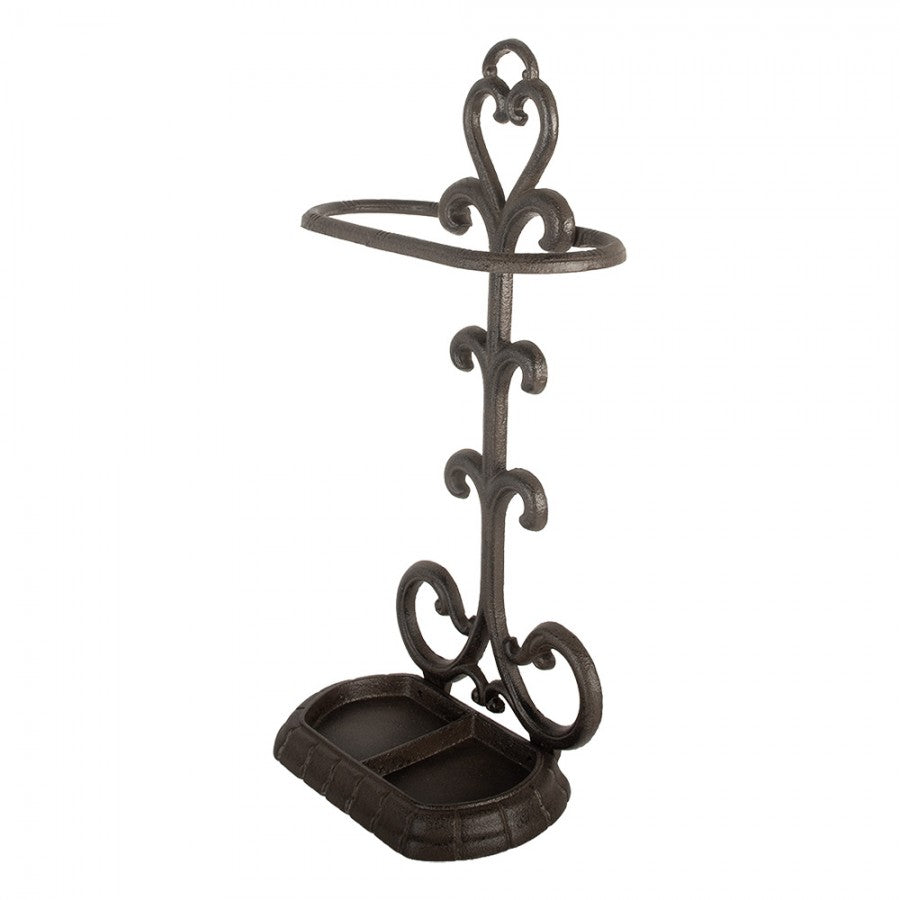 Paraplystativ 29x15x56 cm Brun Metall Hjerte