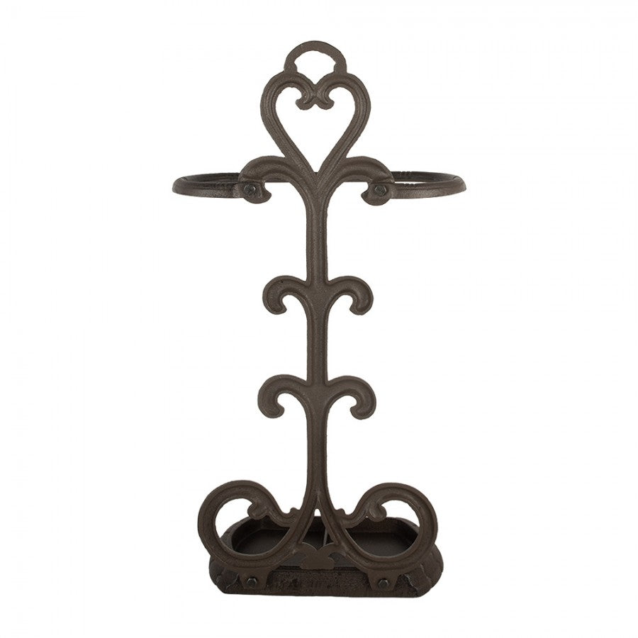 Paraplystativ 29x15x56 cm Brun Metall Hjerte