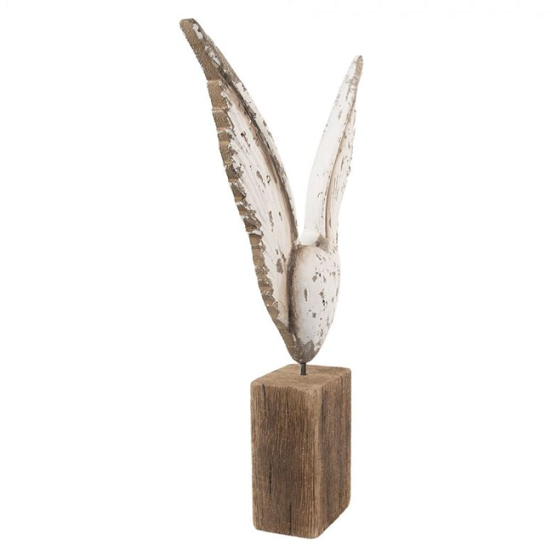 Dekorasjon figur med vinger 26x5x33 cm Hvit Brun Tre