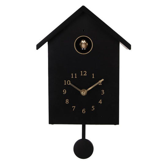 Veggklokke Gjøkur 20x10x26 cm Sort