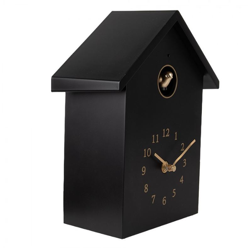 Veggklokke Gjøkur 20x10x26 cm Sort