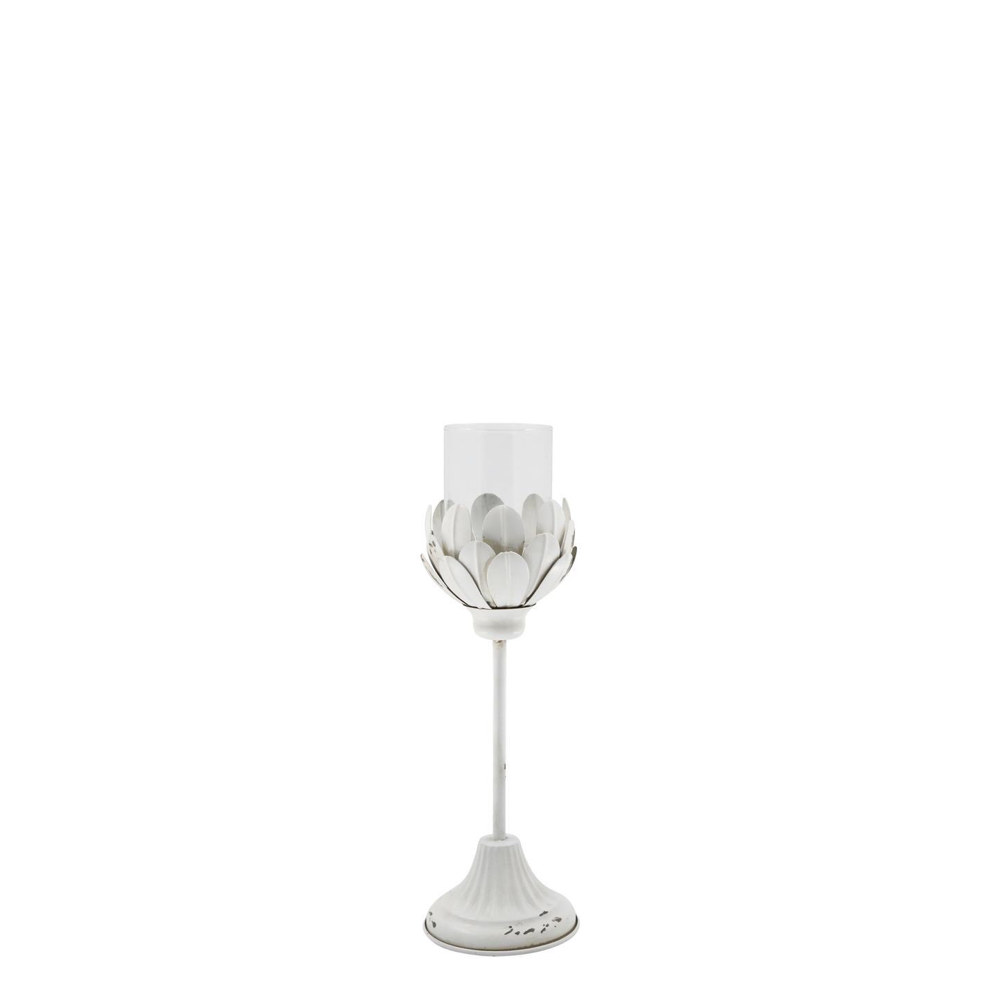Lysestake Blomst Metall H36,5/Ø12 cm cm antique creme