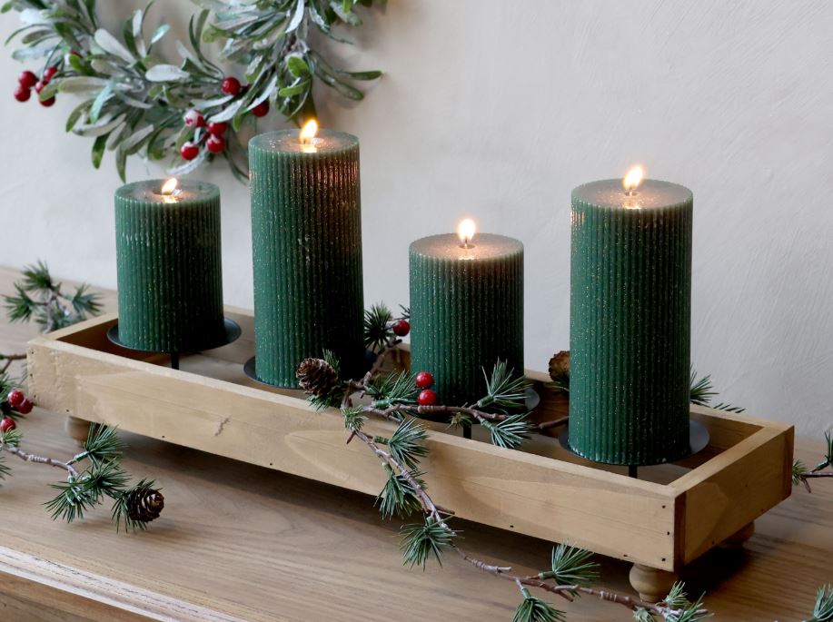 Julelysestake med 4 lysestaker for blokklys
