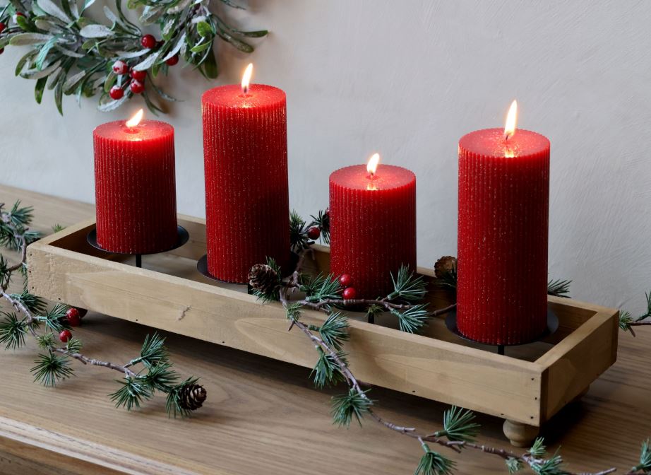Julelysestake med 4 lysestaker for blokklys