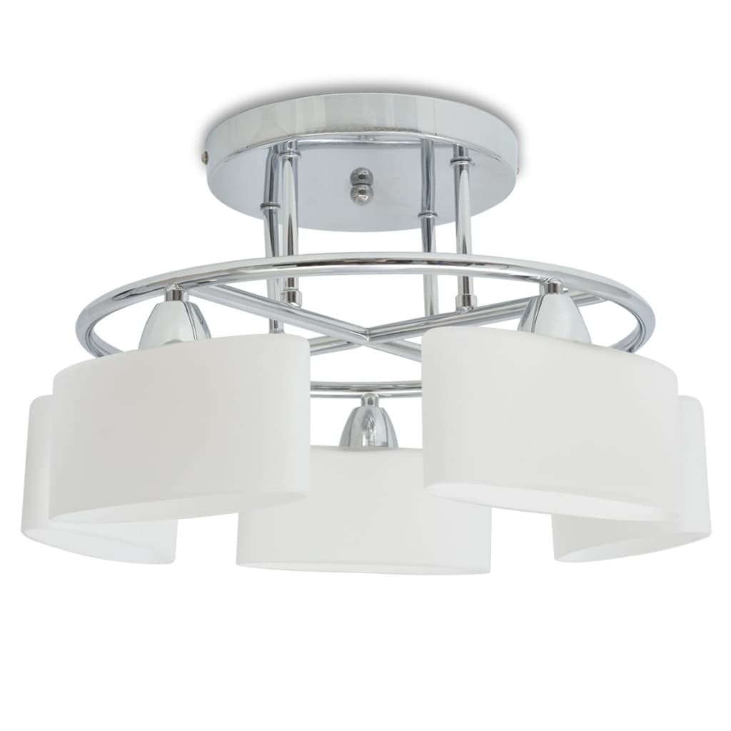Taklampe med ellipseformede glasskjermer for 5 E14-pærer 200 W