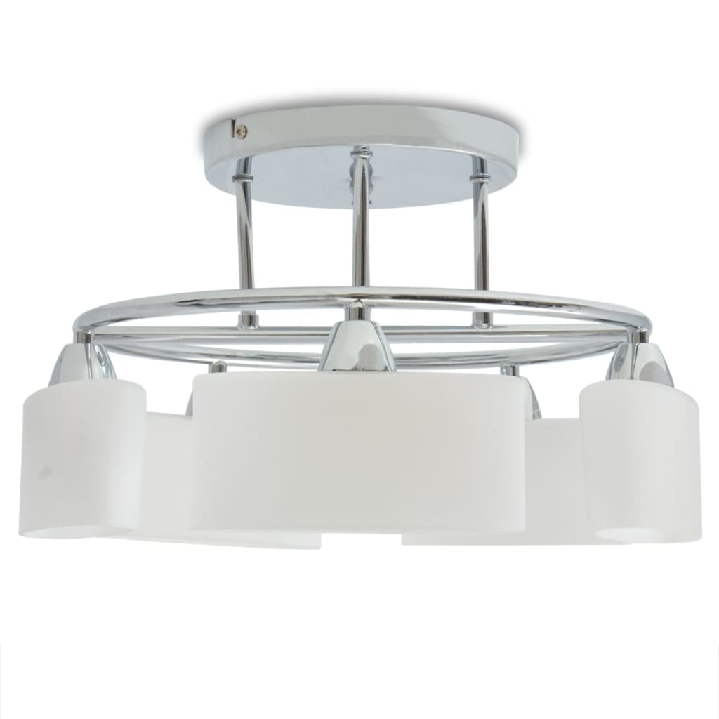Taklampe med ellipseformede glasskjermer for 5 E14-pærer 200 W