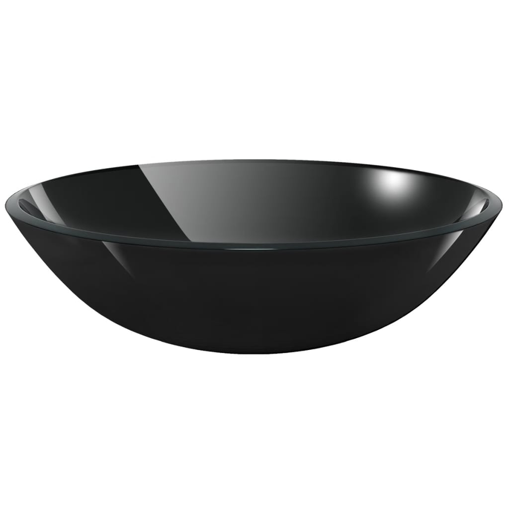 Baderomsvask herdet glass 42 cm Svart