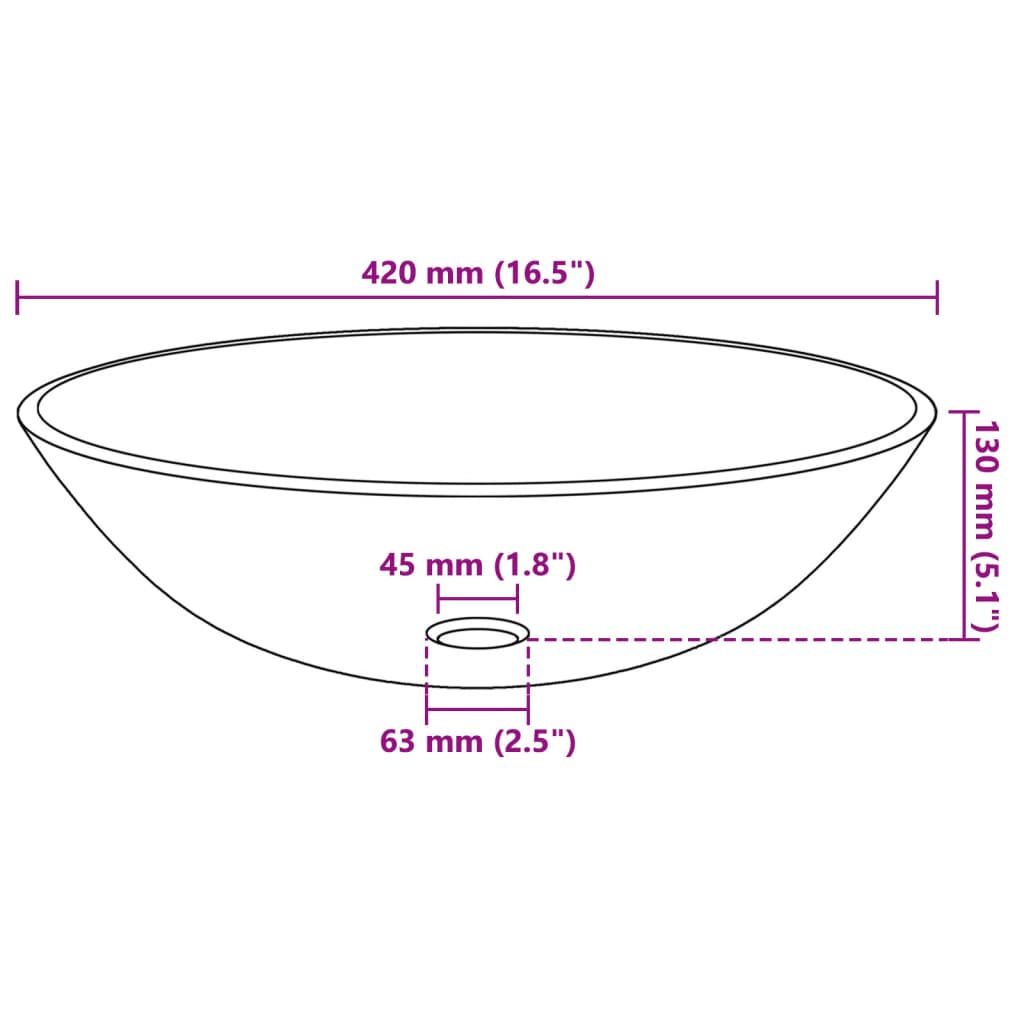 Baderomsvask herdet glass 42 cm Svart