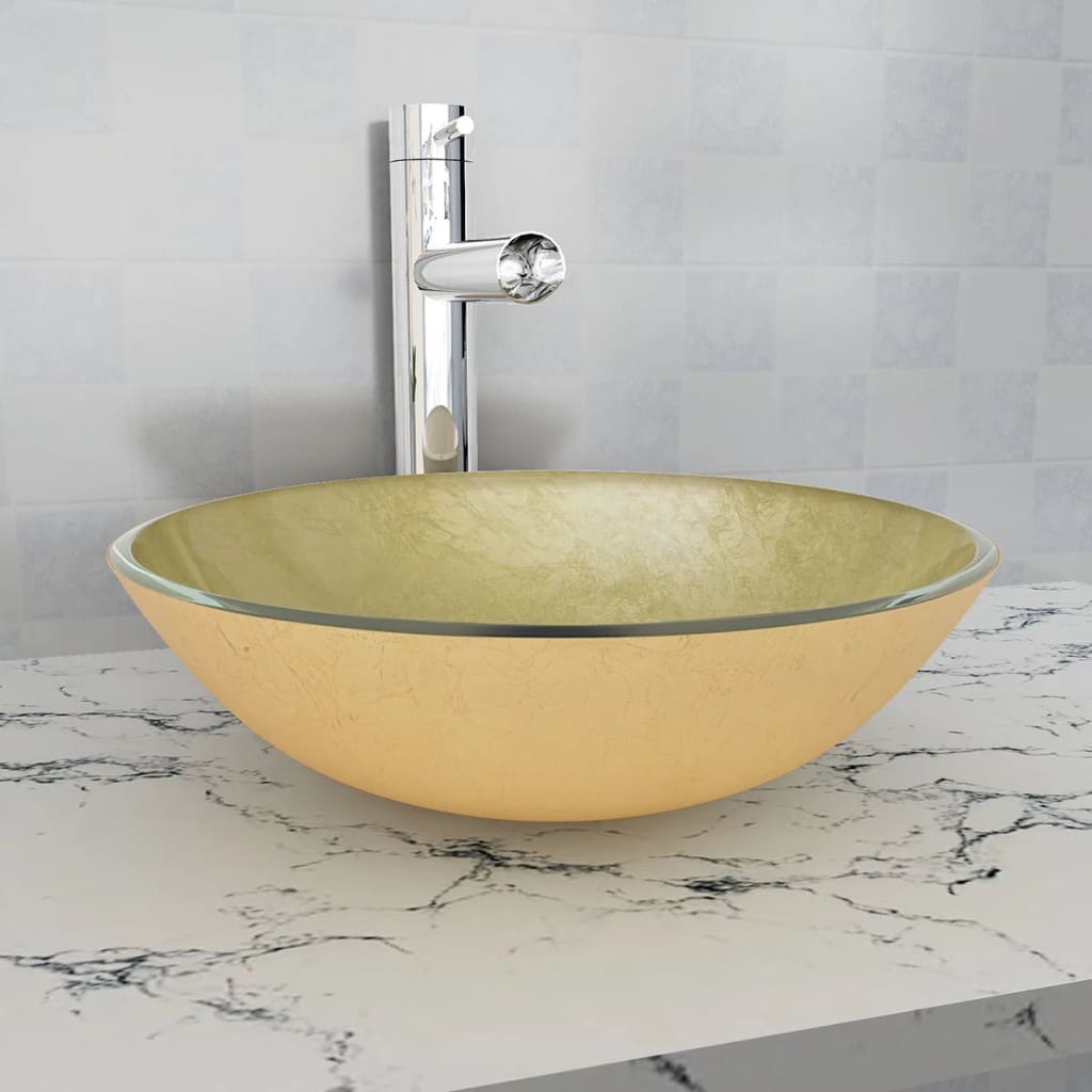 Baderomservant Herdet Glass 42 cm Gull