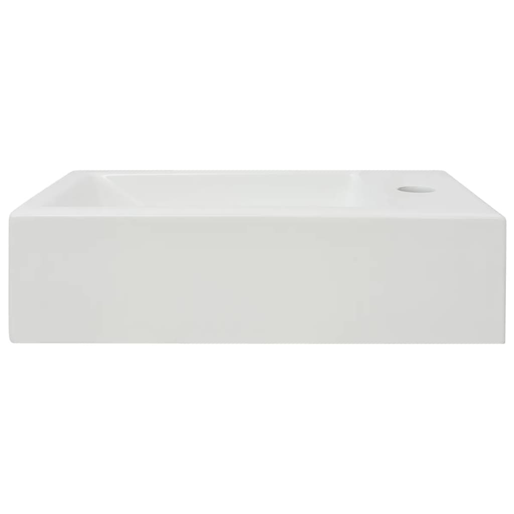 Baderomservant med kranhull rektangulært keramisk Hvit 46x25,5x12 cm