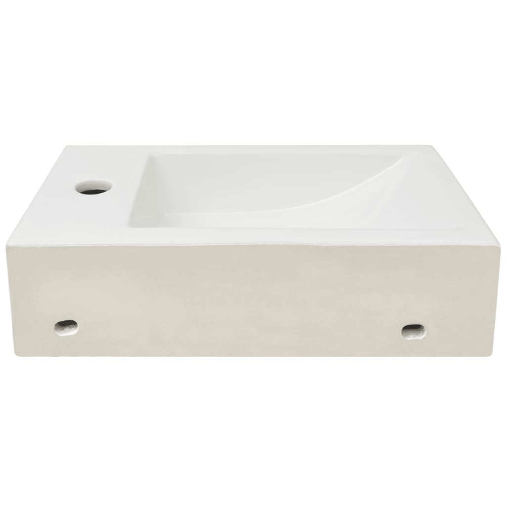 Baderomservant med kranhull rektangulært keramisk Hvit 46x25,5x12 cm