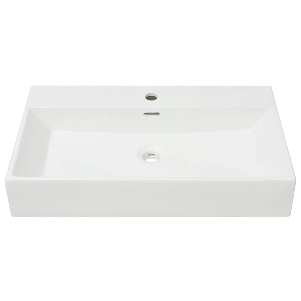 Baderomsvask med kranhull keramisk Hvit 76x42,5x14,5 cm