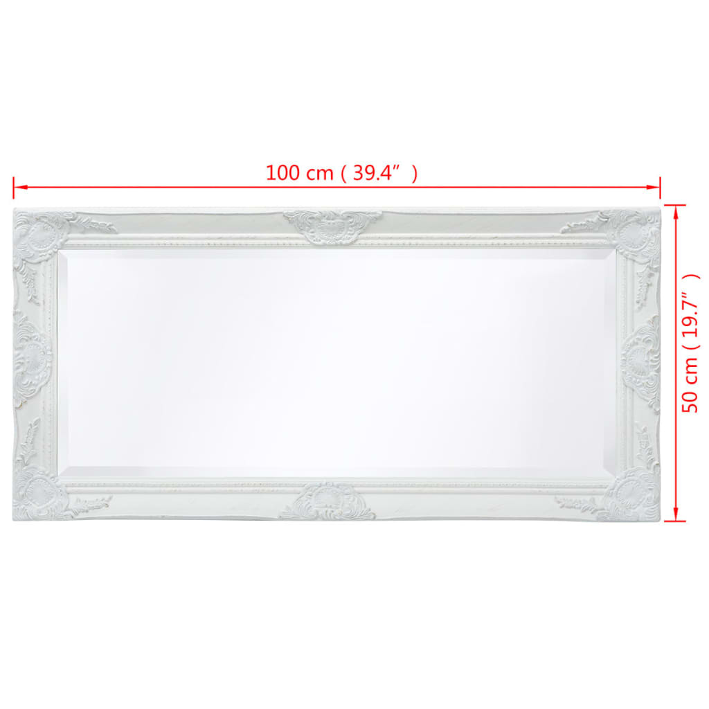 Veggspeil Hvit Barokkstil 100x50 cm