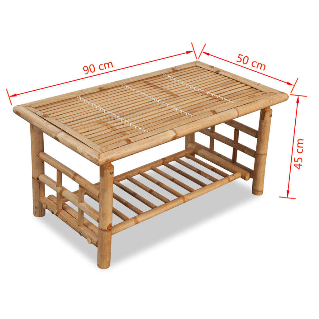 Salongbord Sofabord Tre bambus 90x50x45 cm