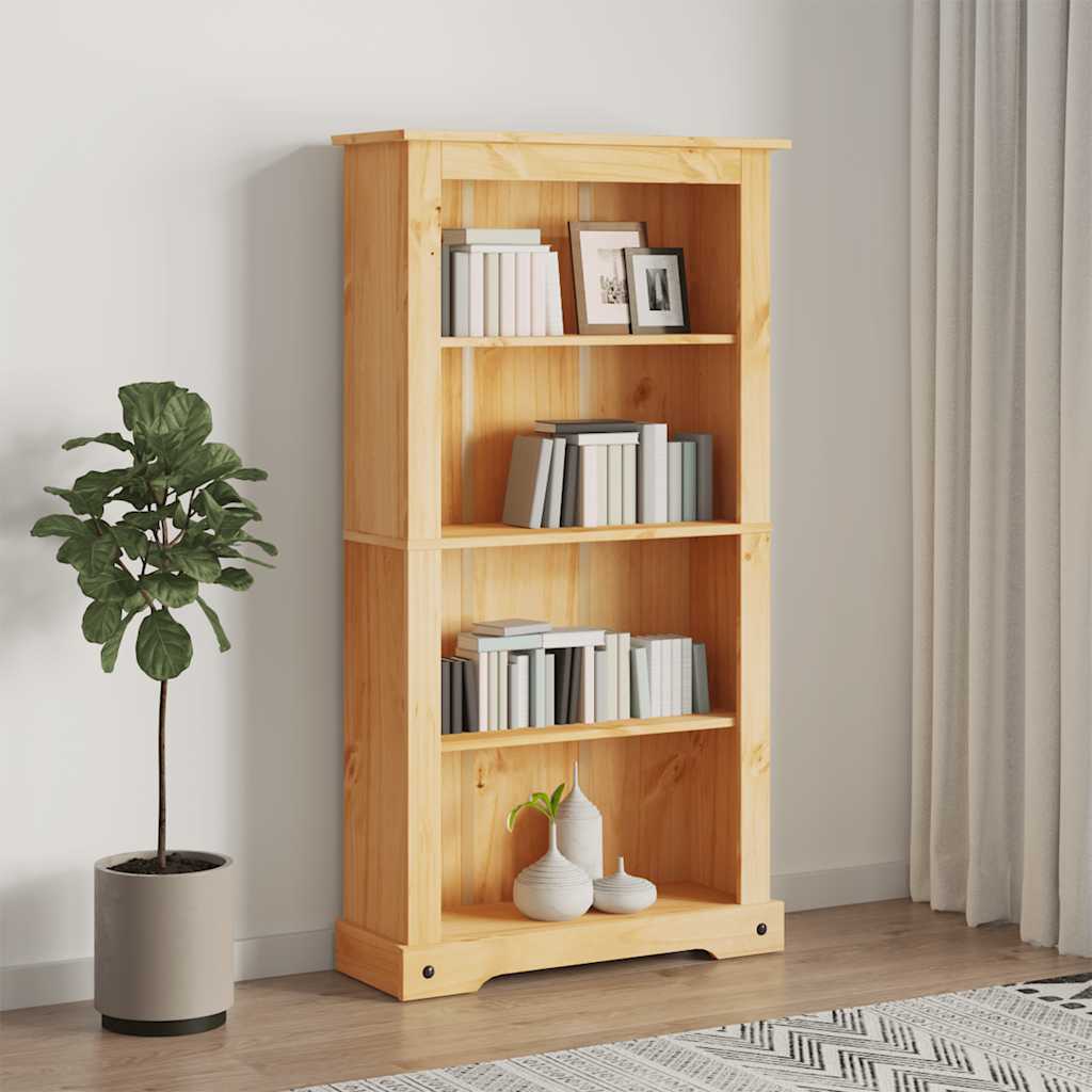 Bokhylle Tre med 4 hyller meksikansk Corona-stil furu 80x29x150 cm