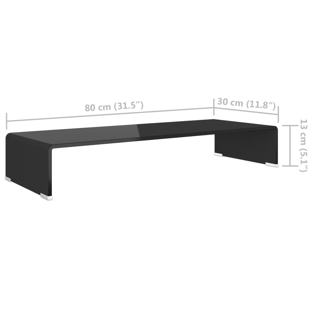 TV-Møbel Svart TV-benk glass 80x30x13 cm
