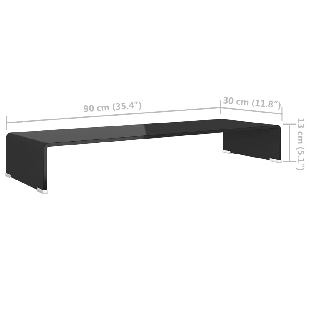 TV-Møbel Svart TV-benk glass 90x30x13 cm