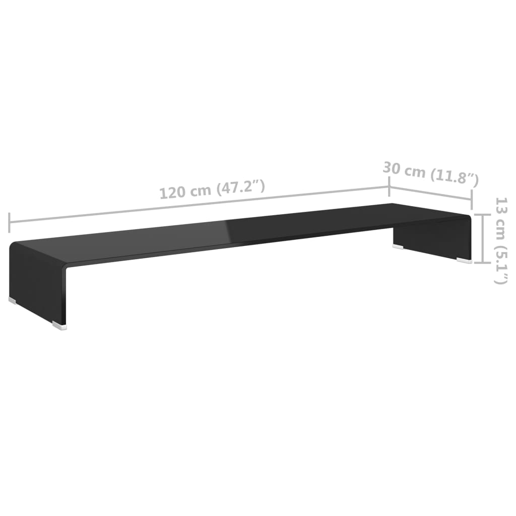 TV-Møbel Svart TV-benk glass 120x30x13 cm