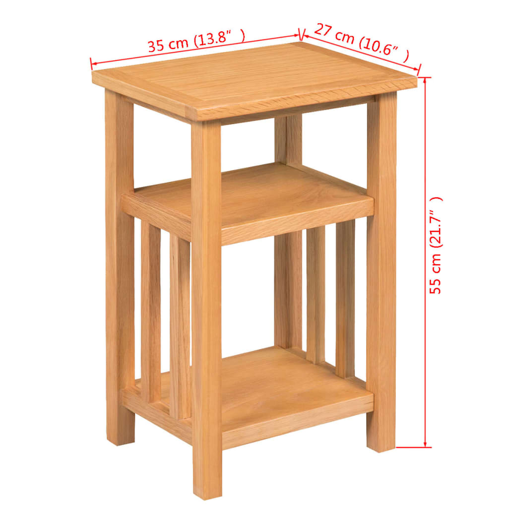 Sidebord Tre Endebord med bladhylle 27x35x55 cm heltre eik