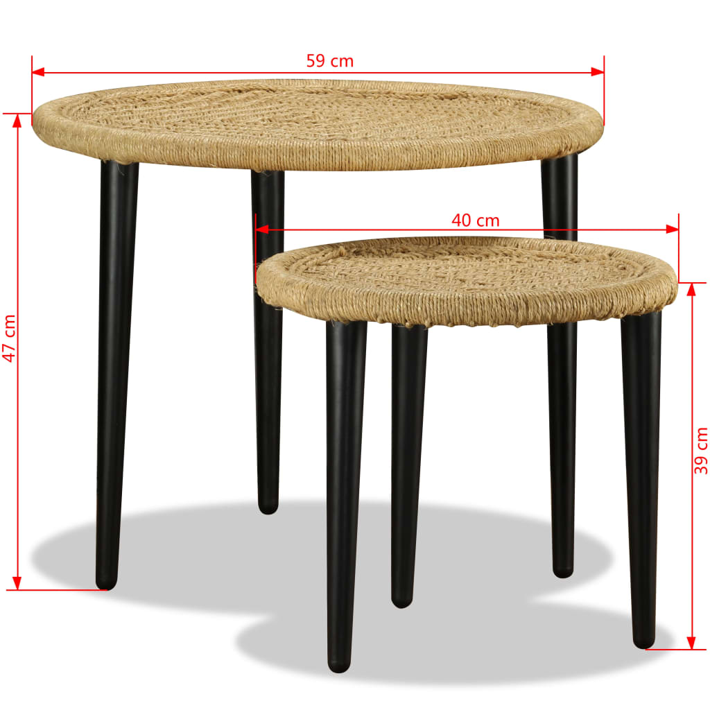 Salongbord Sofabord DIV. 2 deler naturlig jute