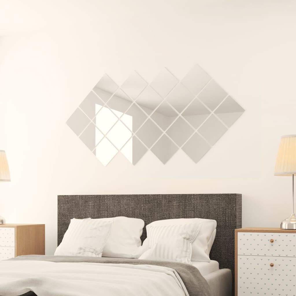 Veggspeil Speilfliser 24 stk kvadrat glass