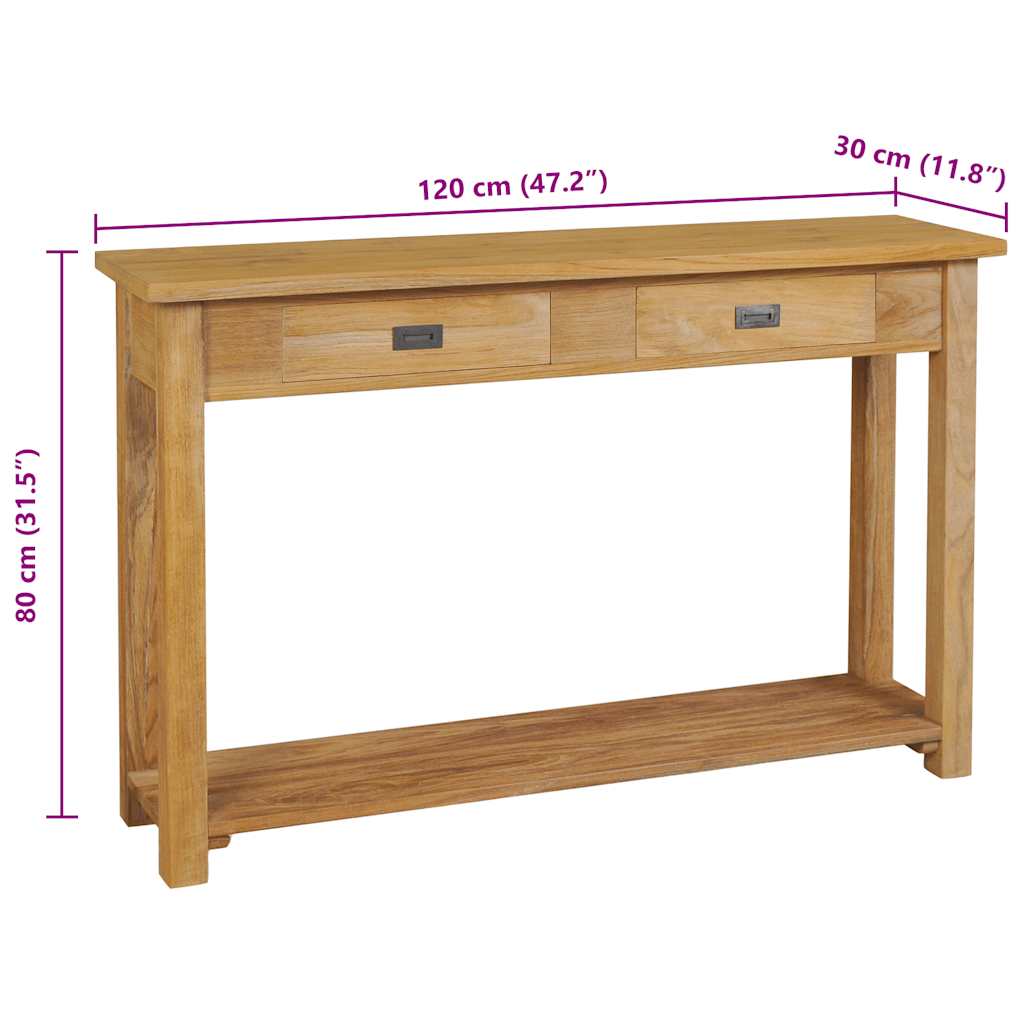 Avlastningsbord Konsollbord Tre massiv teak 120x30x80 cm