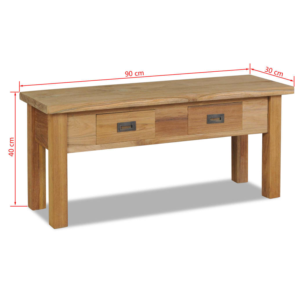 Sittebenk Hallbenk massiv teak 90x30x40 cm