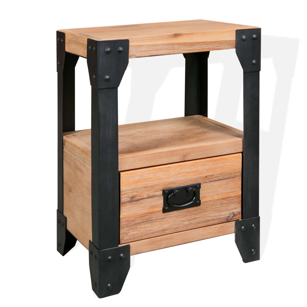 Nattbord Sengbord Tre Heltre Akasietre stål 40x30x54 cm