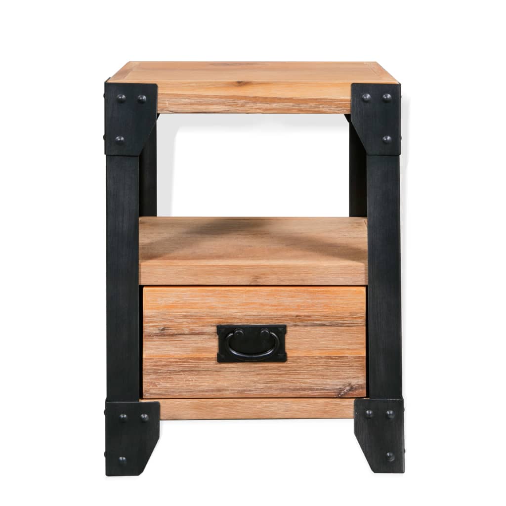 Nattbord Sengbord Tre Heltre Akasietre stål 40x30x54 cm