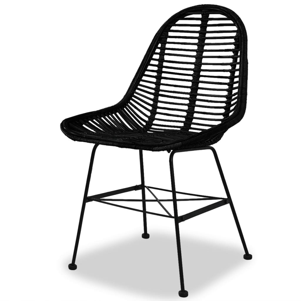 Spisestoler 2 stk svart naturell rotting