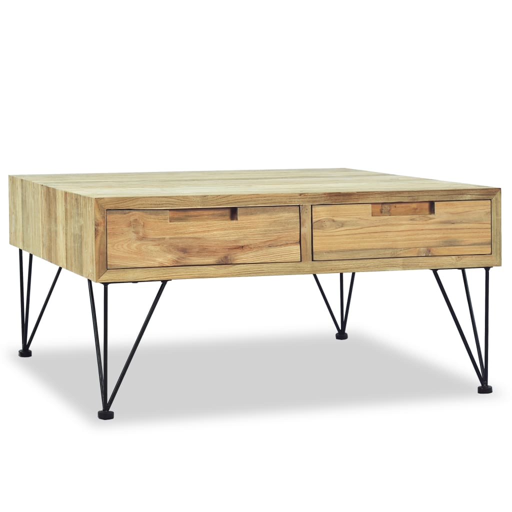 Salongbord Sofabord Tre Massiv Teak 80x80x40 cm