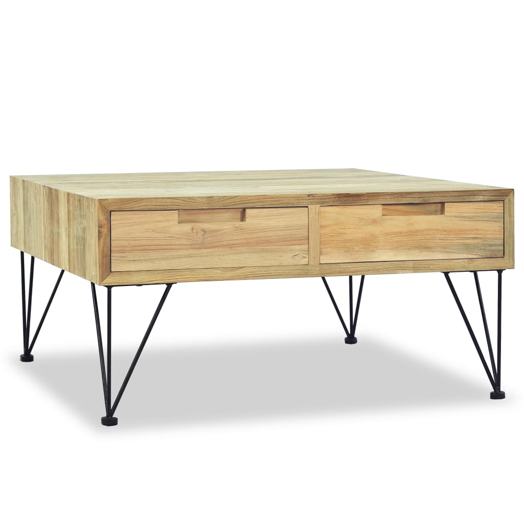 Salongbord Sofabord Tre Massiv Teak 80x80x40 cm