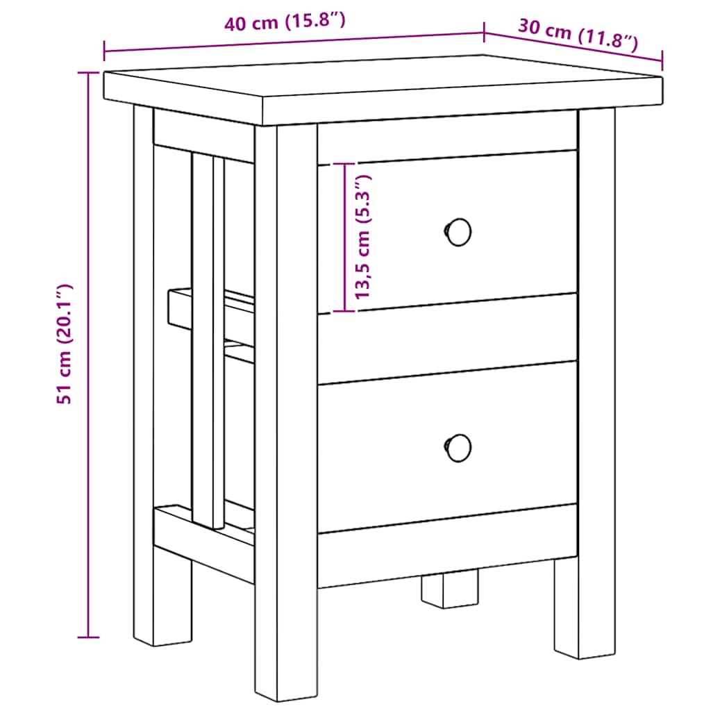 Nattbord Sengbord Tre heltre mahogni 40x30x51 cm