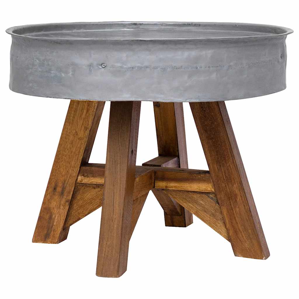 Salongbord Sofabord Tre Gjenvunnet Heltre 60x45 cm sølv