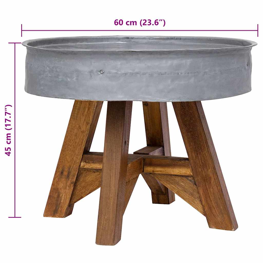 Salongbord Sofabord Tre Gjenvunnet Heltre 60x45 cm sølv