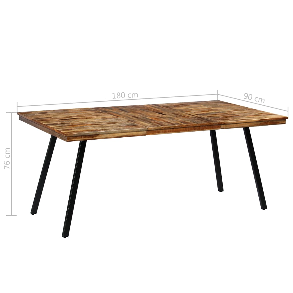 Spisebord Kjøkkenbord Tre gjenvunnet teak og stål 180x90x76 cm