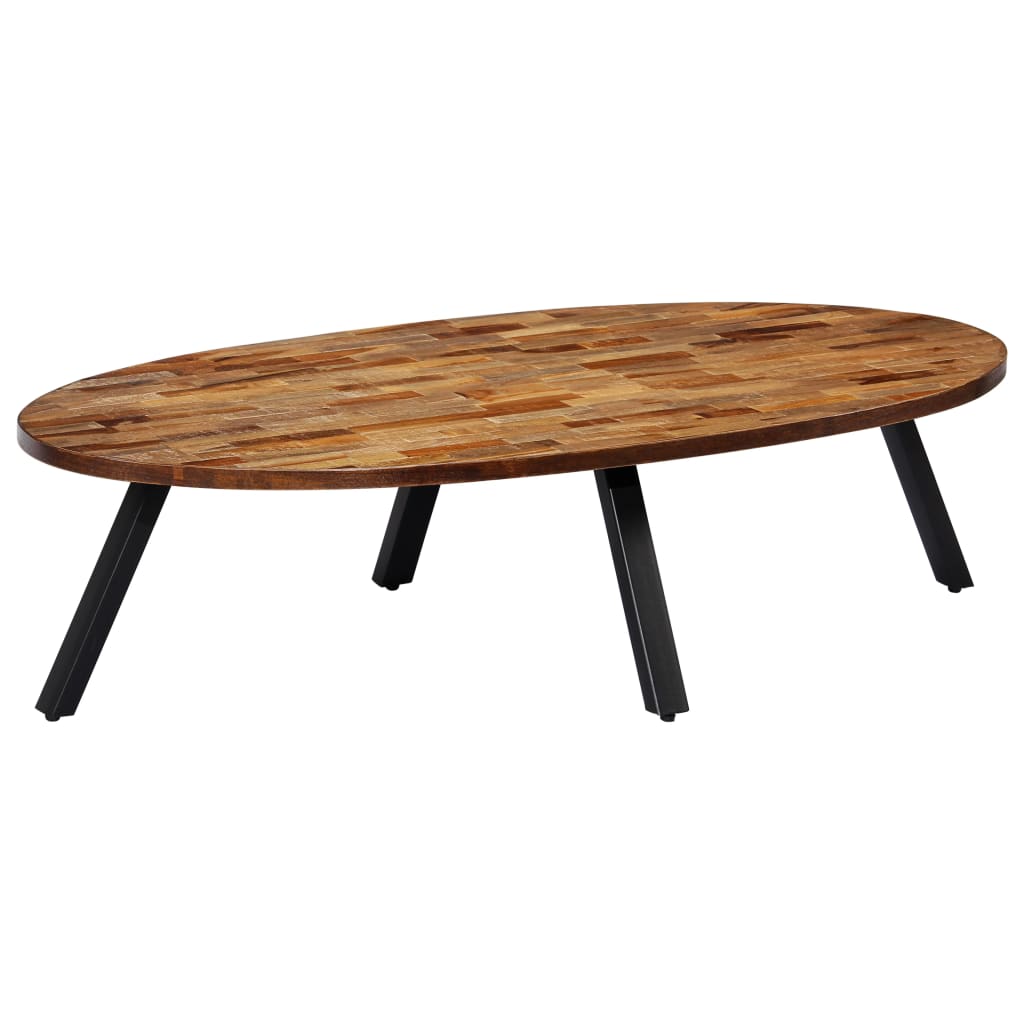 Salongbord Sofabord Tre gjenvunnet heltre i teak oval 120x60x30 cm