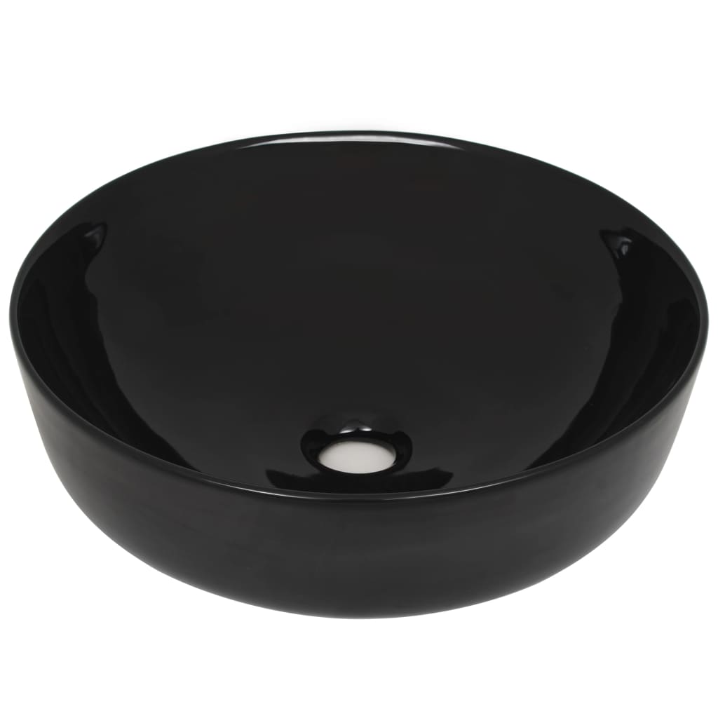 Baderomservant keramisk rund Svart 41,5x13,5 cm