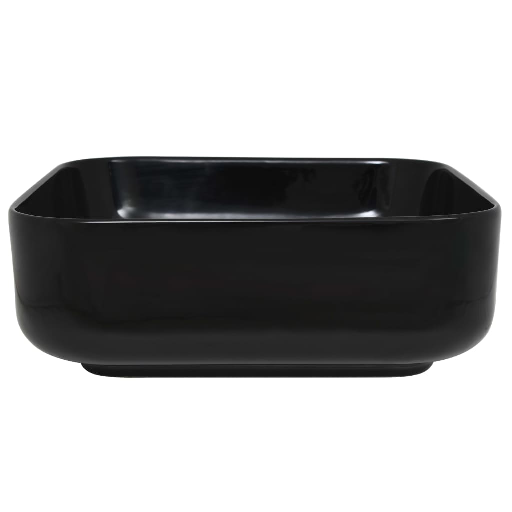 Baderomsvask keramisk kvadratisk Svart 38x38x13,5 cm
