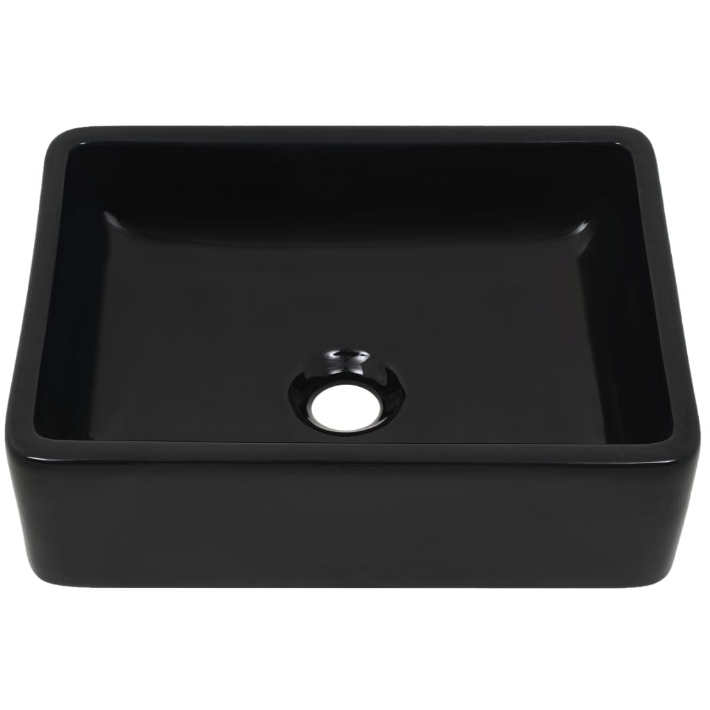 Baderomsvask keramisk rektangulær Svart 41x30x12 cm